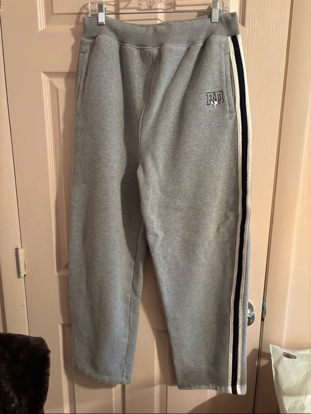 Big Dogs Gray Sweatpants with Black & White Side Stripes